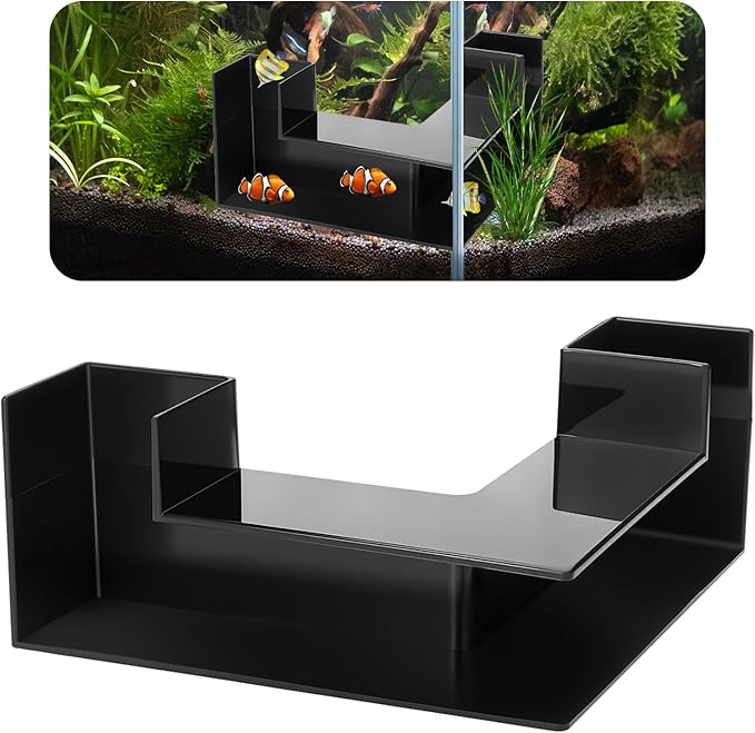 Dual-Entrance Aquarium Tunnel, Aquarium Cave Hideout 360° Viewing, Black Shrimp Cave Fish Tank Tunnels, Aquarium Underground Tunnel, Substrates Buried Tunnel for Fish Decoration