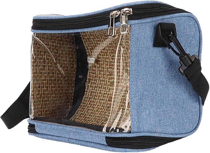 Transparent Bird Carrier Bag, Portable Lightweight Parrot Travel Cage for Cockatiels Parakeets, Breathable Backpack with Side Pockets and Rattan Weave for Small Birds (Blue)