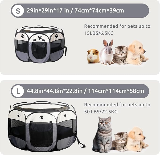Portable Pet Playpen, Dog Playpen Foldable Pet Exercise Pen Tents Cat House Playground for Puppy Kitten Indoor Outdoor Travel Camping Use