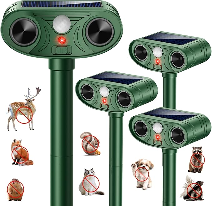 2026 Upgraded Solar Ultrasonic Animal Repellent Outdoor Deer Cat Repellent with Motion Sensor Flash Light,IP65 Waterproof Repeller Keep Rodent Squirrel (4)