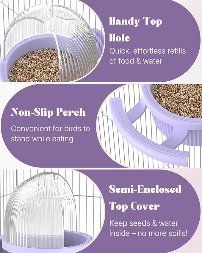 Pawfly No Mess Bird Feeder with Water Dispenser, Food and Water Bowl for Parakeet, Parrot, Cockatiel, Budgie and Lovebird