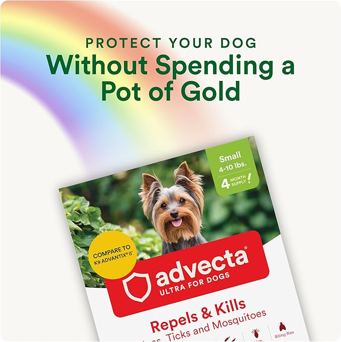 Advecta Ultra Flea and Tick Prevention for Dogs - Small Dog Flea and Tick Treatment & Control - Mosquito Repellent - Fast Acting Waterproof Topical Drops, 6 Month Supply