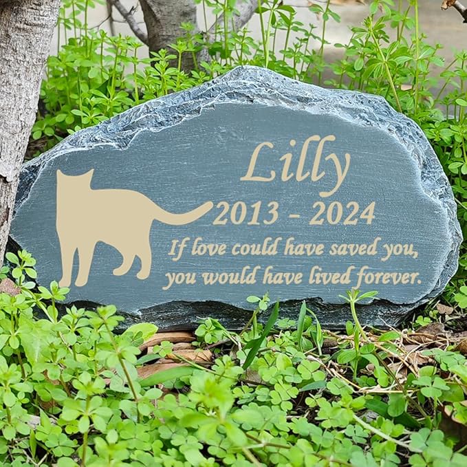 Personalized Cat Memorial Stones, Mountain Shape Garden Memorial Stone for Cat, Cat Headstone, Cat Tombstone, Pet Grave Marker for Cat, Pet Memorial Plaque Outdoor