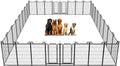 Dog Playpen Outdoor 32 Piece Panels Heavy Duty Dog Fence 47" Height Anti-Rust with Doors Portable for RV Camping Yard, Total 71FT, 406 Sq.ft, Snowy Black