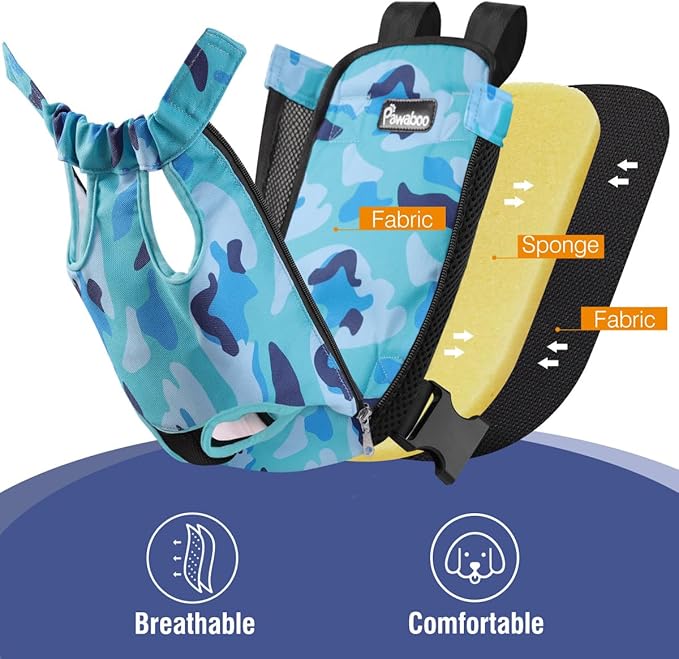 Pawaboo Pet Carrier Backpack, Adjustable Pet Front Cat Dog Carrier Backpack Travel Bag, Legs Out, Easy-Fit for Traveling Hiking Camping for Small Medium Dogs Cats Puppies, Extra Large, Blue Camouflage