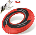 SKIPDAWG Interactive Dog Tug Toy, Dog Flying Disc Floats in Water to Keep Them Busy, Outdoor Pet Toys for Dogs Exercise Training Safe Light TPR/Nylon Fabric, Diameter 9 Inch Red Color