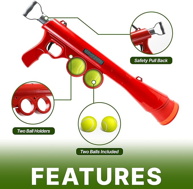 SPOT Launch & Fetch Tennis Ball Launcher Dog Toy | Interactive Dog Fetch Toy Launches Up to 65 Feet | Hands-Free Pickup | Includes 2 Tennis Balls & Removable Shoulder Strap | 24"