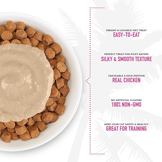 Tiki Cat Stix Mousse Treats, Single Serve Indulgent Lickable Treat or Dry Food Topper, with Chicken in Creamy Gravy, 0.5 oz. Servings (20 Count)
