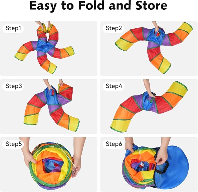 Joytale 5-Way Cat Tunnels for Indoor Cats, Pet Tube Toy with Play Ball and Toy Mouse, S-Shape Collapsible Tunnel with Interactive Hole for Kitty, Kitten, Rabbit, Puppy (Rainbow)