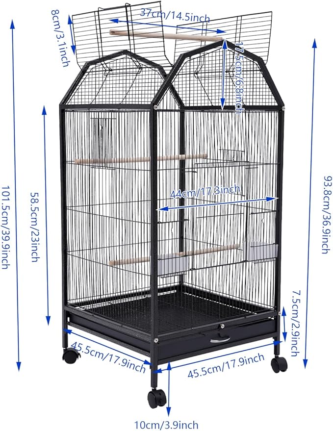 Birdcages,Heavy Duty Pet House,Large Bird Cage,Parrot Birdcage,Skylight Design,Anti-Escape Cage Door,for Cockatiel, Sun Conure, Green Cheek, Senegal, Meyer'S, Red-Bellied