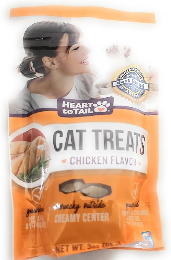 Chicken Flavored Cat Treats Crunchy Outside Creamy Inside 5-Pack