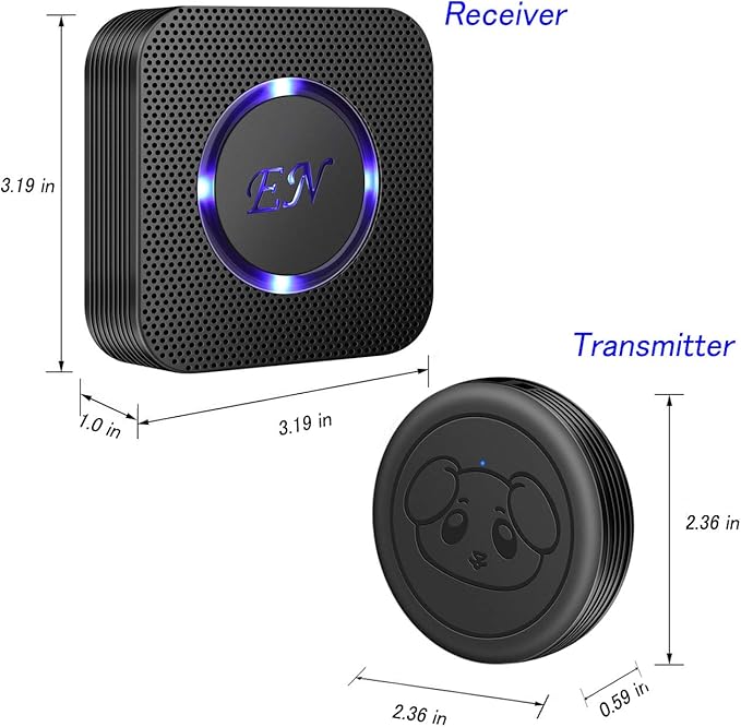 EverNary Dog Door Bell, Wireless Doggie Doorbells for Potty Training, Door Bell for Dogs to Go Outside, Dog Bells with 1 Receiver and 2 Waterproof Transmitters