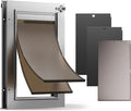 All Aluminum Dog Door with 2 Magnetic Flaps & 1 Replacement Flap, Heavy Duty Medium Doggy Door for Exterior Doors, Doggie Door wtih 2 Closing Panels, Dual Aluminum Locks, for Pets Up to 45 Lb