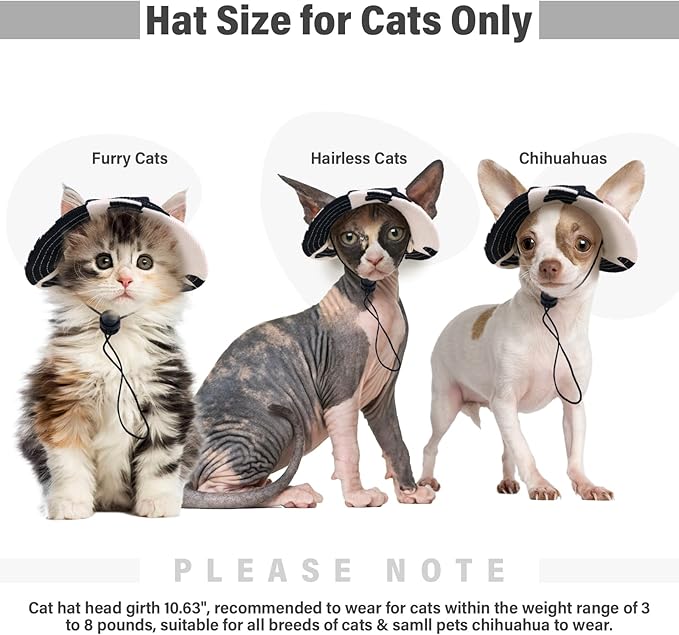 DENTRUN Cat Hats for Cats - Cowboy Hats with Ear Holes, Tiny Pets Birthday Party Costume, Mini Cowboy Sombrero Kitten Chihuahua Beanie Cap Party Decorations