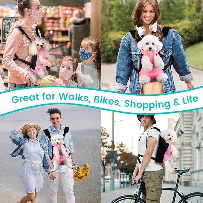 Mosago Dog Backpack Carrier, Pet Sling Front Backpack for Small Medium Dogs 10-16 Lbs, Legs Out, Adjustable Wearable Puppy Chest Travel Bag, Thick Straps & Cushion, Easy-Fit for Hiking/Walking/Camping