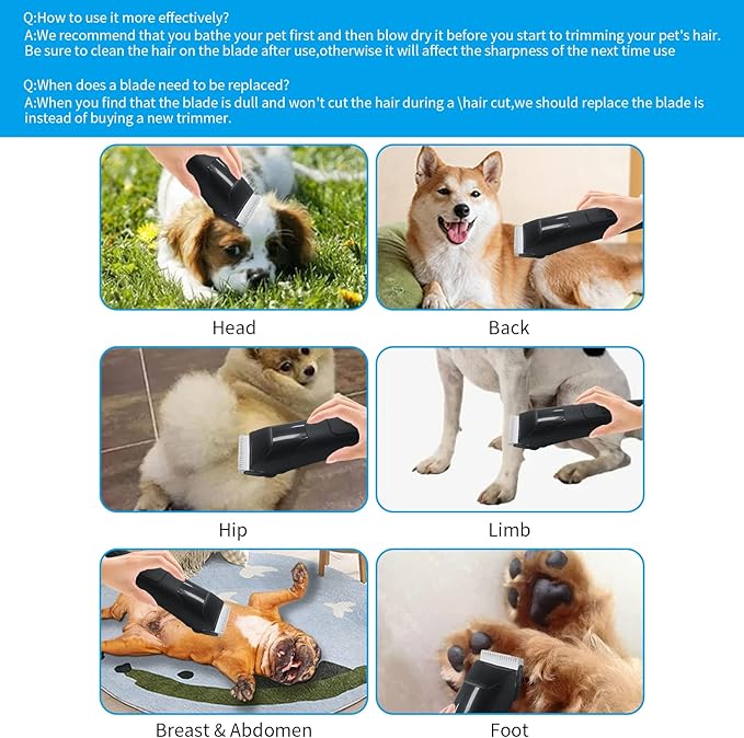 8 Pack Detachable Pet Dog Grooming Replacement Ceramic Blades Set Compatible with Andis Pet Clipper/Oster A5/Wahl KM10 Series Dog Clipper