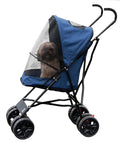 Pet Gear Travel Lite Plus Stroller, Compact, Easy Fold, No Assembly Required, Large Wheels for Cats and Dogs up to 15 pounds, Blue Oasis