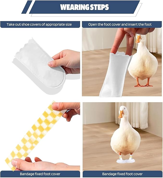 Disposable Boots for Real Duck Feet, Bumble Foot for Duck Supplies with Bandage, Large Size (Yellow, 20 PCS)