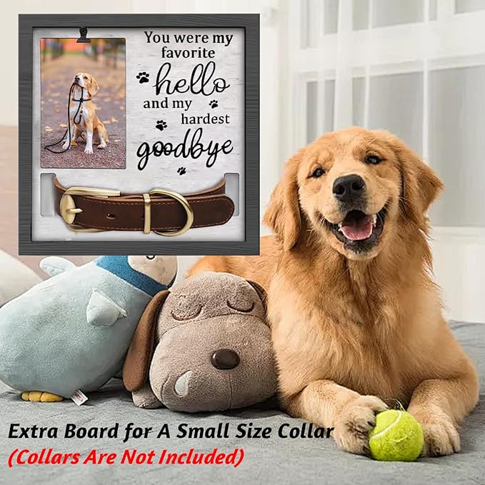 Pet Memorial Frames for Loss of Dog, in Memory of Dog or Cat Passing Away, Pet Collar Keepsake Frame, Wall Mount or Tabletop Remembrance Gifts