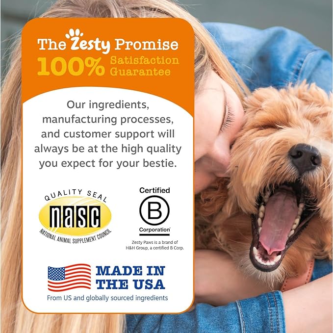 Zesty Paws Hip and Joint for Dogs, Glucosamine for Dogs Hip and Joint Supplement with Chondroitin, MSM, Vitamins C & E - Bacon, 90 Count (Pack of 2)
