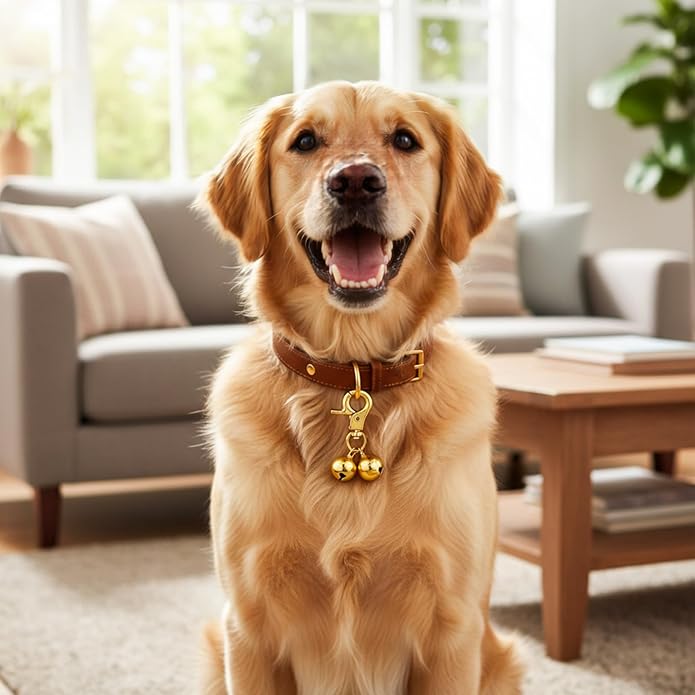 2 Pack Bell for Dog Collars, Pet Training Collar Bells, Cat Collar Bells with Heavy Duty Snap Clips, Pet Pendant Accessories, Pets Bell for Dogs and Cats (Gold, Silver)