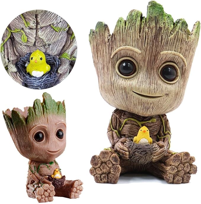 TEEMO Aquarium Groot Air Bubbler Decorations, Air Bubbler Resin Brown Decorations for Fish Tank.