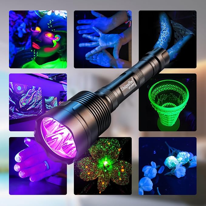 UniqueFire UV500 395nm Flashlight with 5 LEDs Suitable for Pet Urine Finding & Mineral, Antique Detection, Scorpion Search, etc