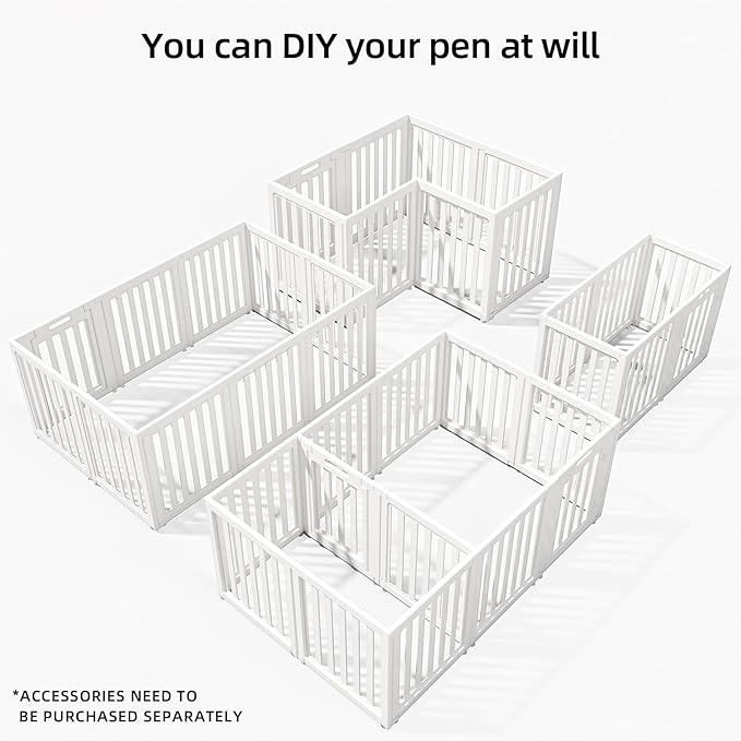 Clear Dog Play Pen,Pet Playpen with Door,Easy to Clean and Install Puppy pens for Both Indoor and Outdoor use (White, 30.3" Height, 10PCS)