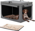 PETSFIT Portable Dog Crate for Large Dogs, – 40" Soft Dog Travel Crates with Lockable Zippers & Thicken Mat, Adjustable Patented Spiral Steel Frame, Collapsible Kennel for Indoor & Outdoor