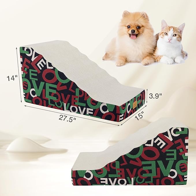 Pets Ramp for High Beds, Small Dogs & Senior Cats - Non-Slip Texture & Machine Washable Cover - Supportive Foam for Joint Comfort, Easy Climb for Couch, Sofa, Furniture (Black)
