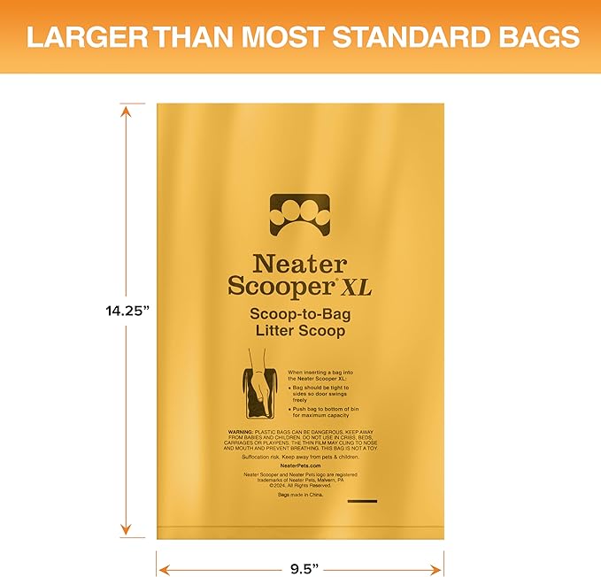 Neater Pets Neater Scooper XL Size Extra-Capacity Waste Bags, Refill Bags for Neater Scooper XL Cat Litter Scoop, Lavender Scent (12 Rolls, 180 Count)