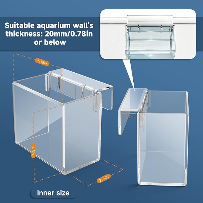 Acrylic Hatchery Incubator Tank for Fish & Corals, Hanging Acclimation Box for Saltwater & Freshwater Aquariums, Aquarium Fish Breeding Box for Small Fish Shrimp Turtle and Betta as Decoration