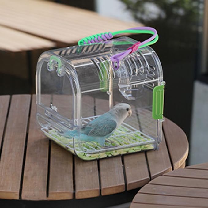 Portable Plastic Bird Cages for Outdoor, Lightweight Ventilated Travel Bird Cage with Handle, Waterproof Bird Carrier for Small Birds and Budgies, Easy to Carry (Yellow)