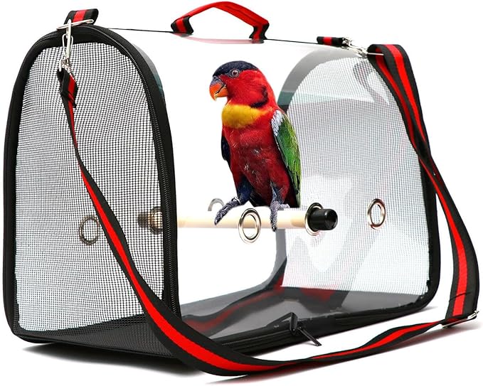 VIDECOR Pet Birds Bag, Lightweight Bird Carrier PVC Transparent Travel Cage Foldable Ventilation Pet Bird Travel Backpack Breathable Bird Travel Cage Portable Travel Bird Cage,B