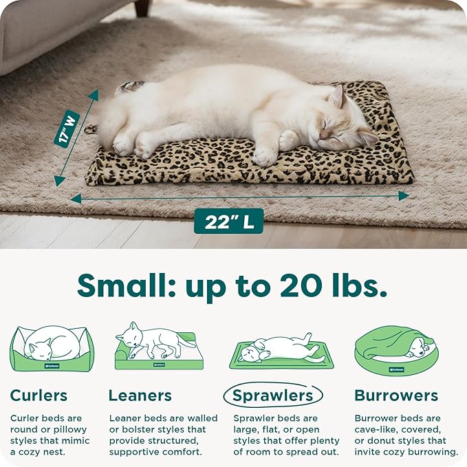 FurHaven ThermaNAP Self Warming Cat Mat & Dog Bed for Crates with Self-Warming Technology for Cozy Rest, Fully Machine Washable, Large, Quilted Faux Fur, Leopard