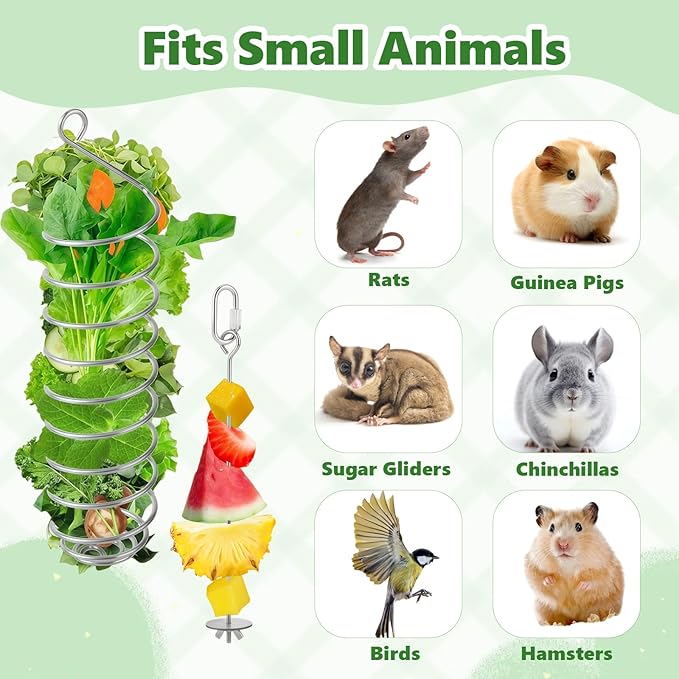 2Pcs Rat Enrichment Toys - Stainless Steel Rat Foraging Toy Treat Dispensing Slow Feeder Intelligence Enrichment Bird Fruit Vegetable Holder for Rats Cage,Parakeet Conure