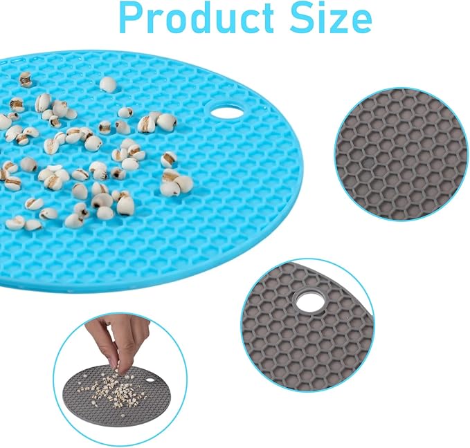 2 Pcs Bird Slow Feeder Mats, Interactive Foraging Mat, Extend Eating Time, Birds Toy for Parakeet, Cockatiel, African Grey, Conure (Blue & Grey)