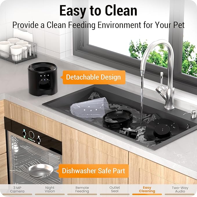 Automatic Cat Feeder with 3MP Camera: 5G WiFi Automatic Dog Feeder with Night Vision, 5L Timed Auto Cat Food Dispenser with APP for Pet, Detachable for Easy Clean-21 Cups