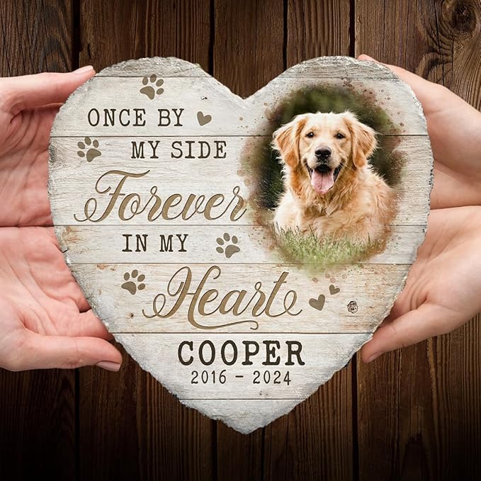 Personalized Pet Memorial Stones for Dogs - Heart Headstones Gifts for Dog Loss - Select Meaningful Quote - Sympathy Gifts to Honor Your Loved One