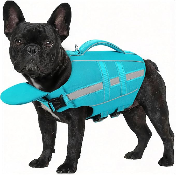 ASENKU Removable Front Float Dog Life Jacket, High Buoyancy Dog Life Vest with Reflective Strips & Rescue Handle for Swimming & Boating, Adjustable Life Jacket for Dogs(Blue M)