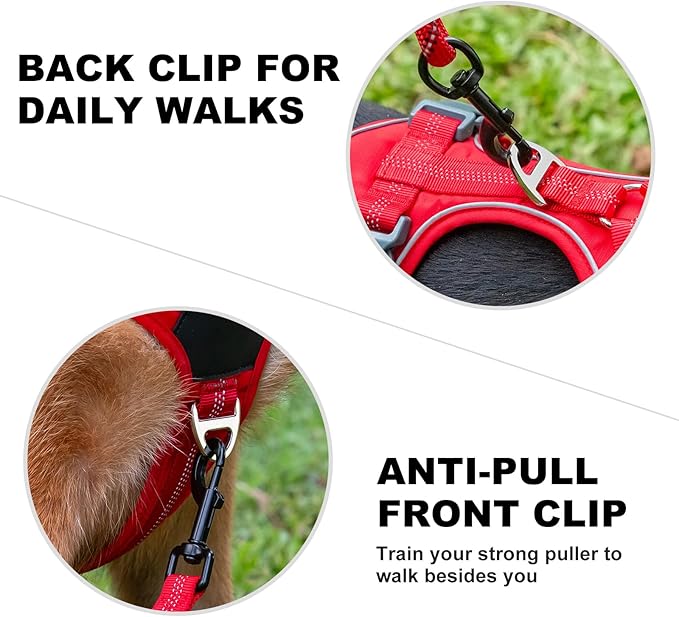 Plutus Pet No Pull Dog Harness, Release at Neck, Soft Padded, Reflective Adjustable Dog Vest Harness for Small, Medium, Large Dogs(Red, XL)