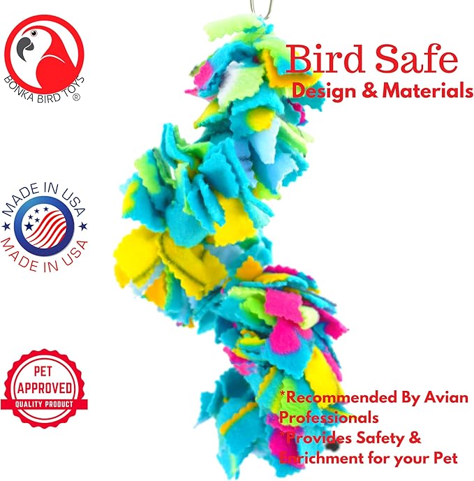 Bonka Bird Toys 1796 Twist Fluff Colorful Fleece Fluffy Cuddle Parrot Cockatoo African Grey Quaker