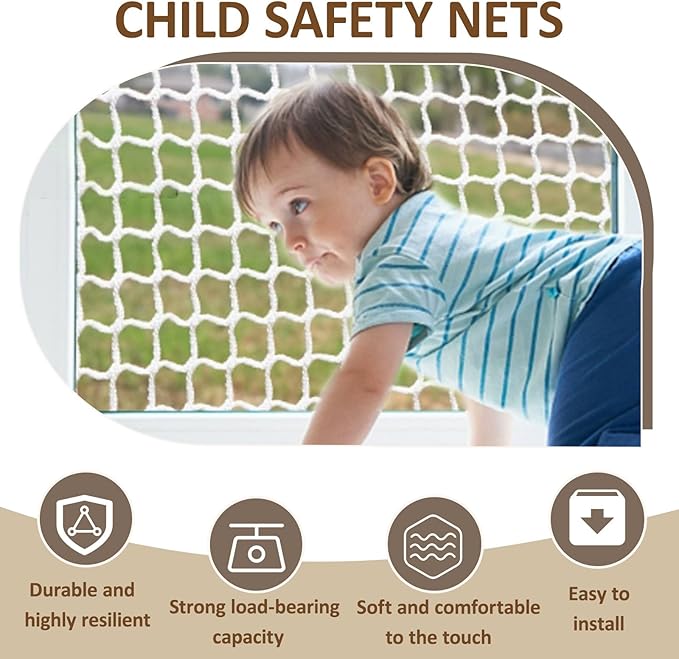 Safety Rope Net Kids Pet Stair Balcony Protection Net Baseball Softball Backstop Nets Outdoor Knotless Sports Netting(Size:3M×7M(9.8FT×22.9FT),Color:White)