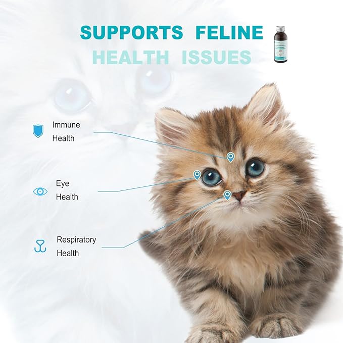Cat Immune Support Liquid Supplement – L-Lysine & Astragalus – Enhances Immunity and Relieves Feline Herpes Symptoms – Nutritional 3.38oz (100ml) for Cats of All Ages