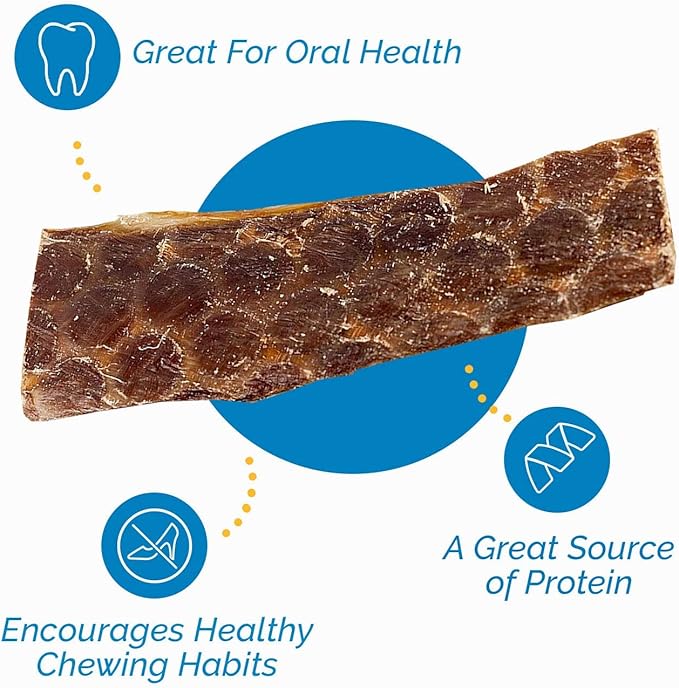 123 Treats - Esophagus Dog Treats (6 Inches - 25 Count) 100% Natural Gullet Sticks for Dogs Flat - Beef Jerky Dog Treats Strips Free of Preservatives, Hormones & Antibiotics