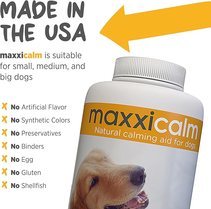 maxxipaws maxxicalm Natural Calming Supplement for Dogs - 120 Non-Drowsy Tablets