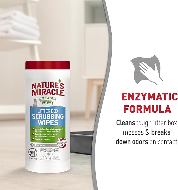 Nature’s Miracle Litter Box Scrubbing Wipes 30Ct