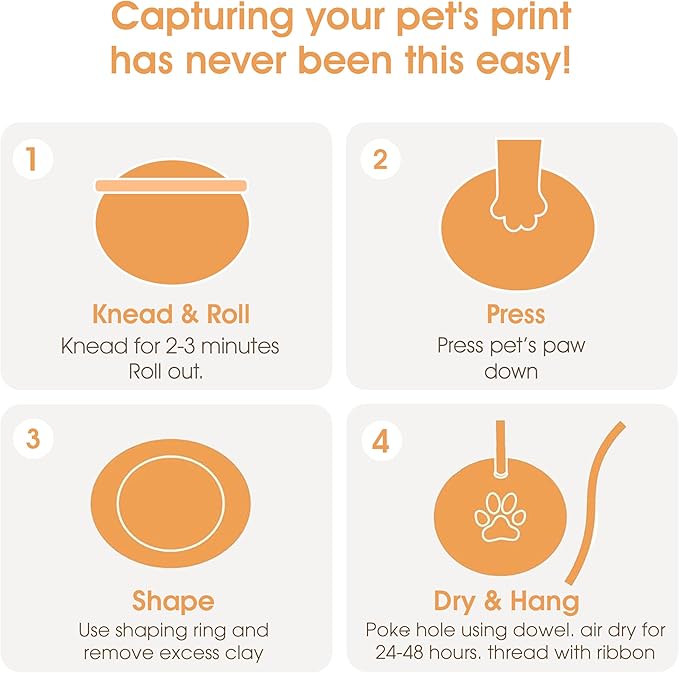 Pearhead Pet Paw Print Keepsake Ornament Kit,Memorial Clay Paw Impression for Dogs & Cats,DIY Hanging Pet Memorial with Ribbons,Pet-Keepsake Gift,(Pack of 12)