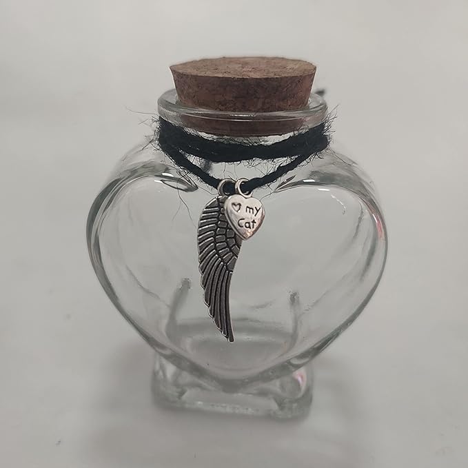 memorial bottle for pet hair，Pet fur memorial fur keepsake，dog cat keepsake fur, pet memorial urn (cat)