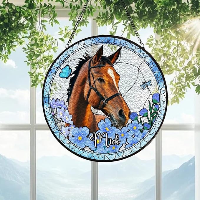 Custom Dog Portrait Stained Glass Catcher, Pet Memorial Stained Glass Photo Catcher, Staineds Glass Dog Memorial, Loss of Dogs Sympathy Gift Personalized, Pet Loss Gifts /12